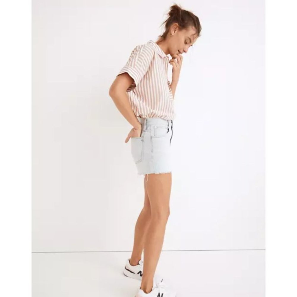 NWT madewell denim shorts Womens 29 relaxed jean Essen wash cotton frayed hem